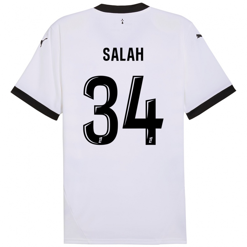 Enfant Maillot Ibrahim Salah #34 Blanc Noir Tenues Extérieur 2024/25 T-Shirt Belgique