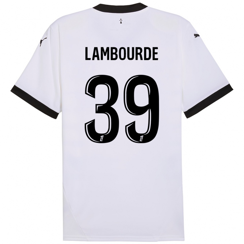 Enfant Maillot Mathis Lambourde #39 Blanc Noir Tenues Extérieur 2024/25 T-Shirt Belgique