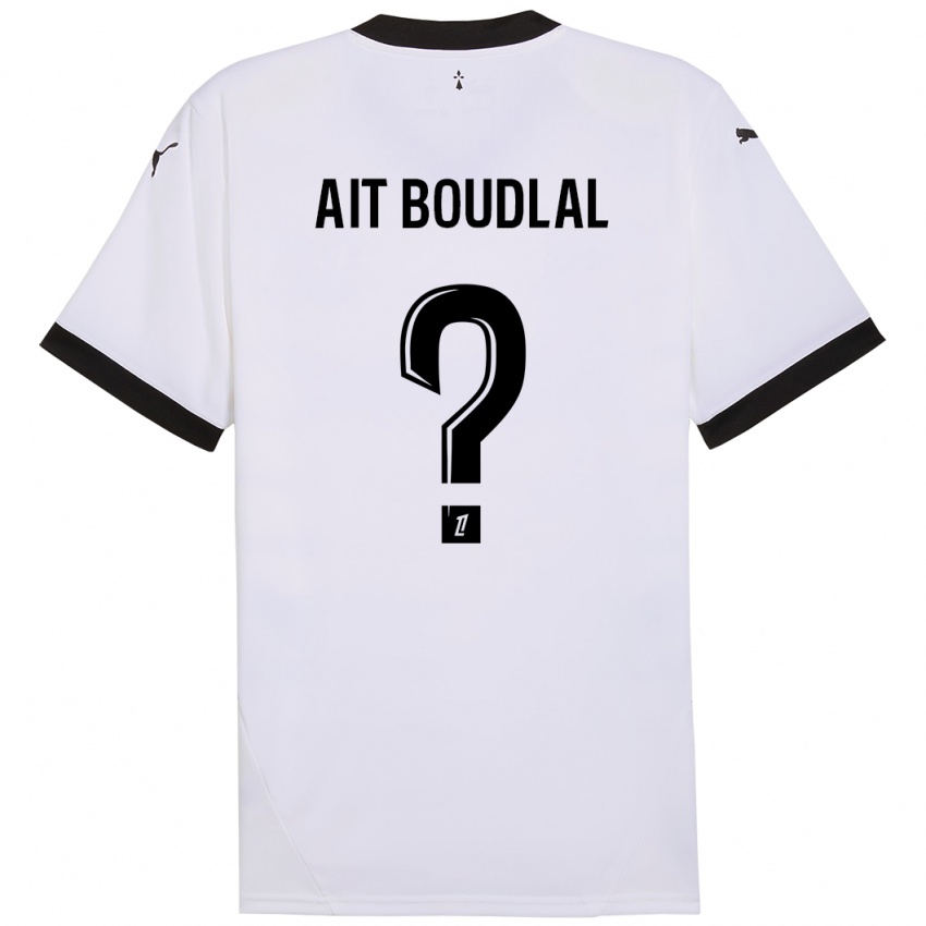 Enfant Maillot Abdelhamid Ait Boudlal #0 Blanc Noir Tenues Extérieur 2024/25 T-Shirt Belgique