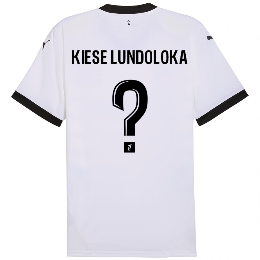 Enfant Maillot Jeanslor Kiese Lundoloka #0 Blanc Noir Tenues Extérieur 2024/25 T-Shirt Belgique