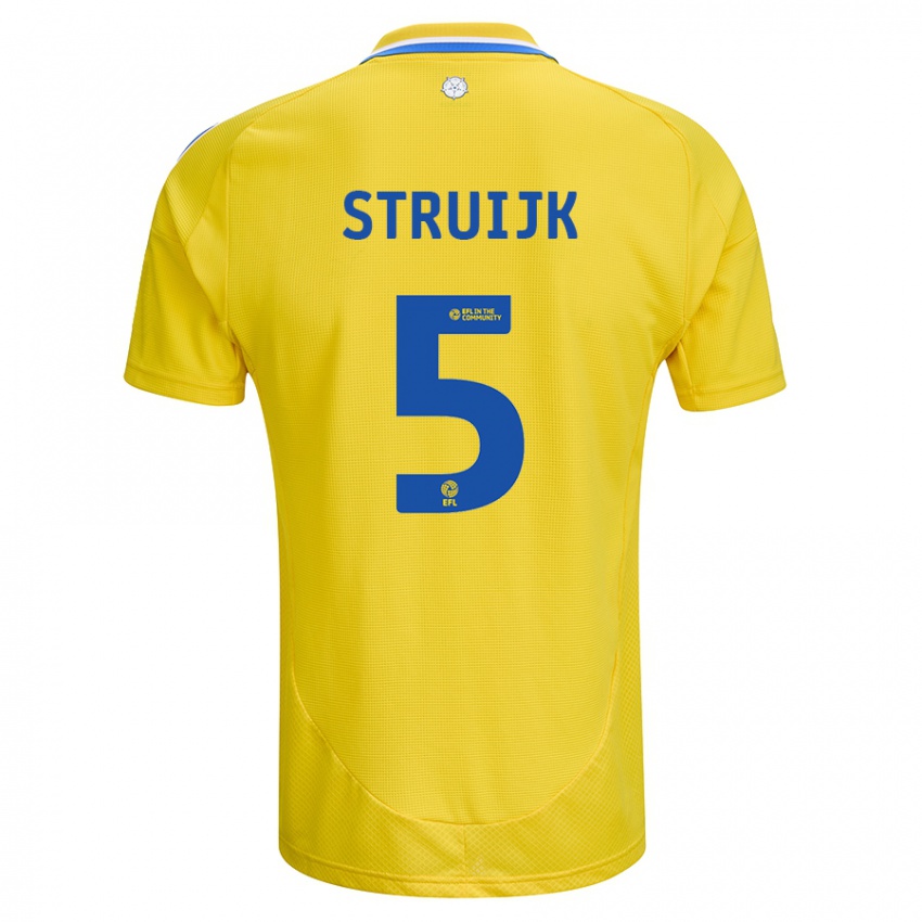 Kinderen Pascal Struijk #5 Geel Blauw Uitshirt Uittenue 2024/25 T-Shirt België