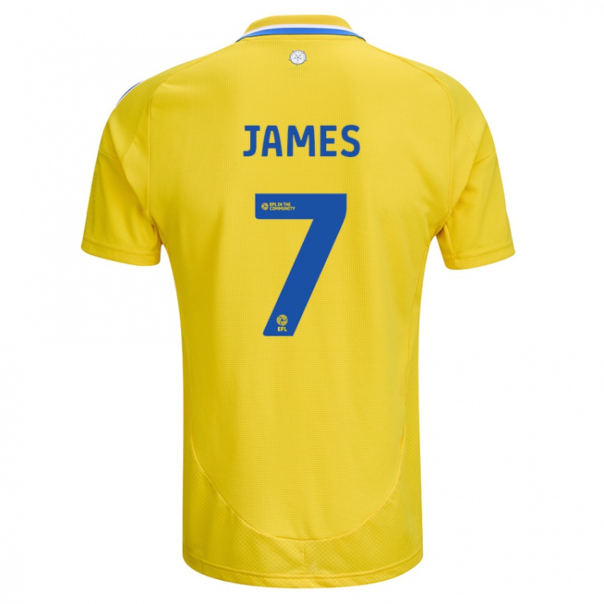 Kinder Daniel James #7 Gelb Blau Auswärtstrikot Trikot 2024/25 T-Shirt Belgien