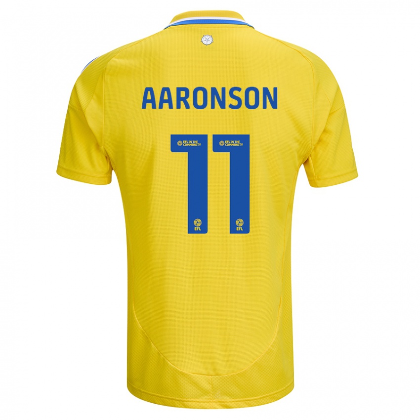 Kinderen Brenden Aaronson #11 Geel Blauw Uitshirt Uittenue 2024/25 T-Shirt België