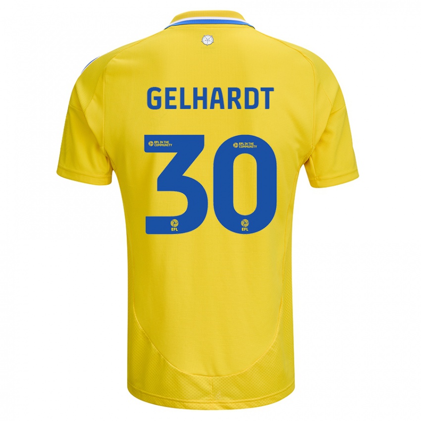 Kinderen Joe Gelhardt #30 Geel Blauw Uitshirt Uittenue 2024/25 T-Shirt België