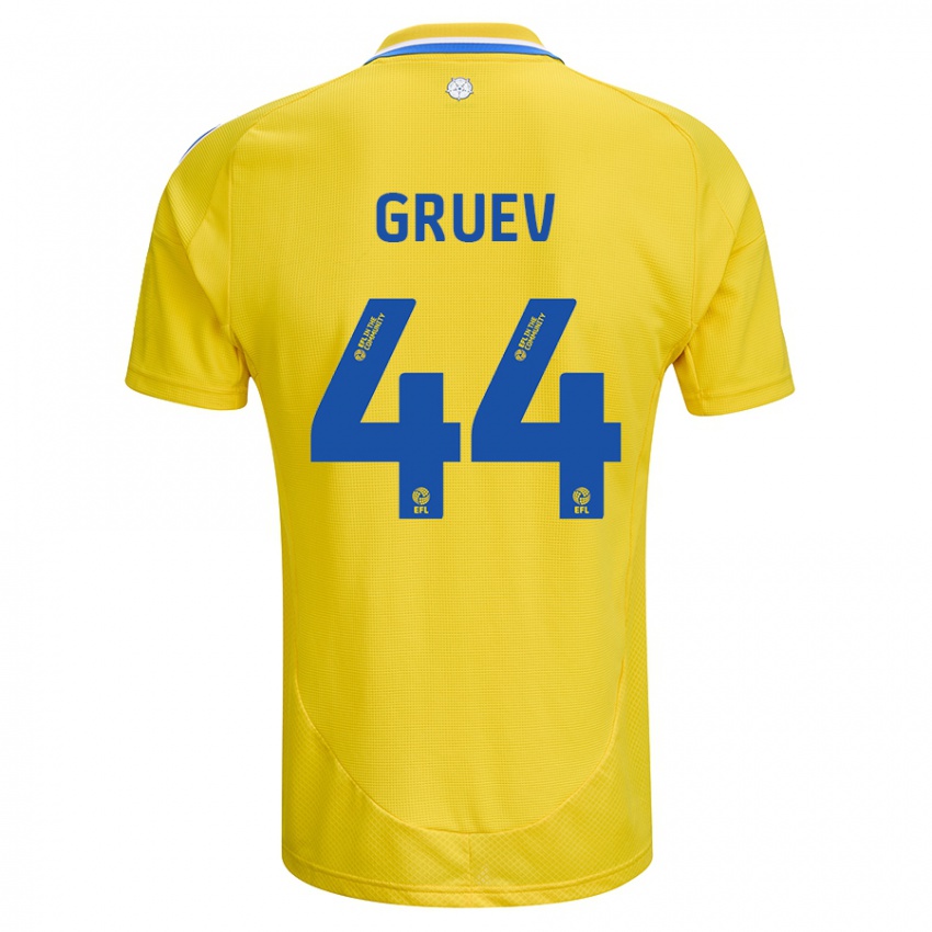 Kinder Ilia Gruev #44 Gelb Blau Auswärtstrikot Trikot 2024/25 T-Shirt Belgien