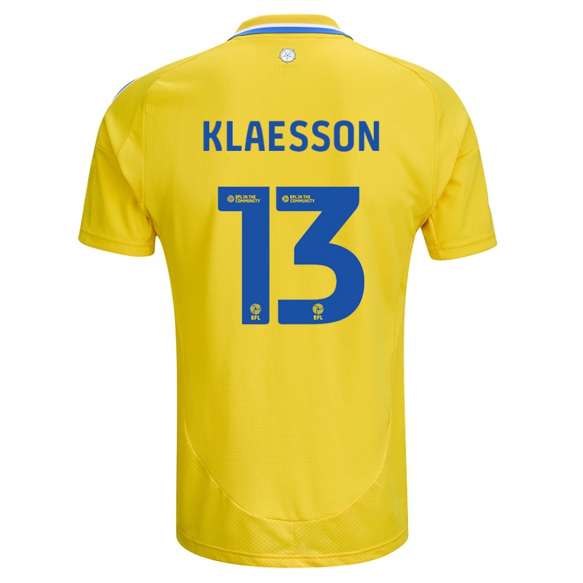 Kinder Kristoffer Klaesson #13 Gelb Blau Auswärtstrikot Trikot 2024/25 T-Shirt Belgien