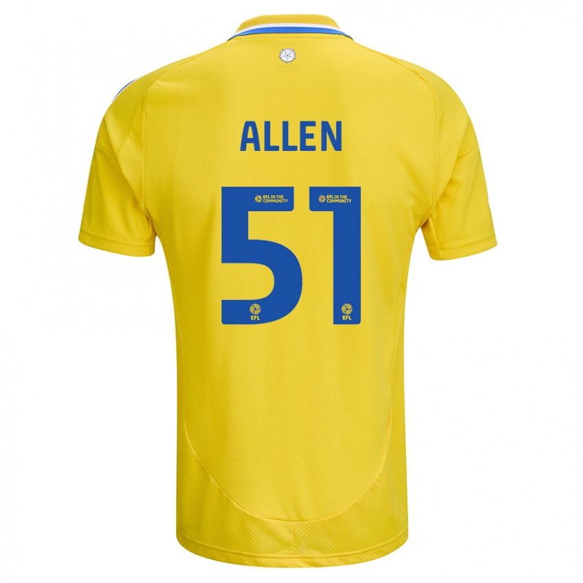 Kinderen Charlie Allen #51 Geel Blauw Uitshirt Uittenue 2024/25 T-Shirt België