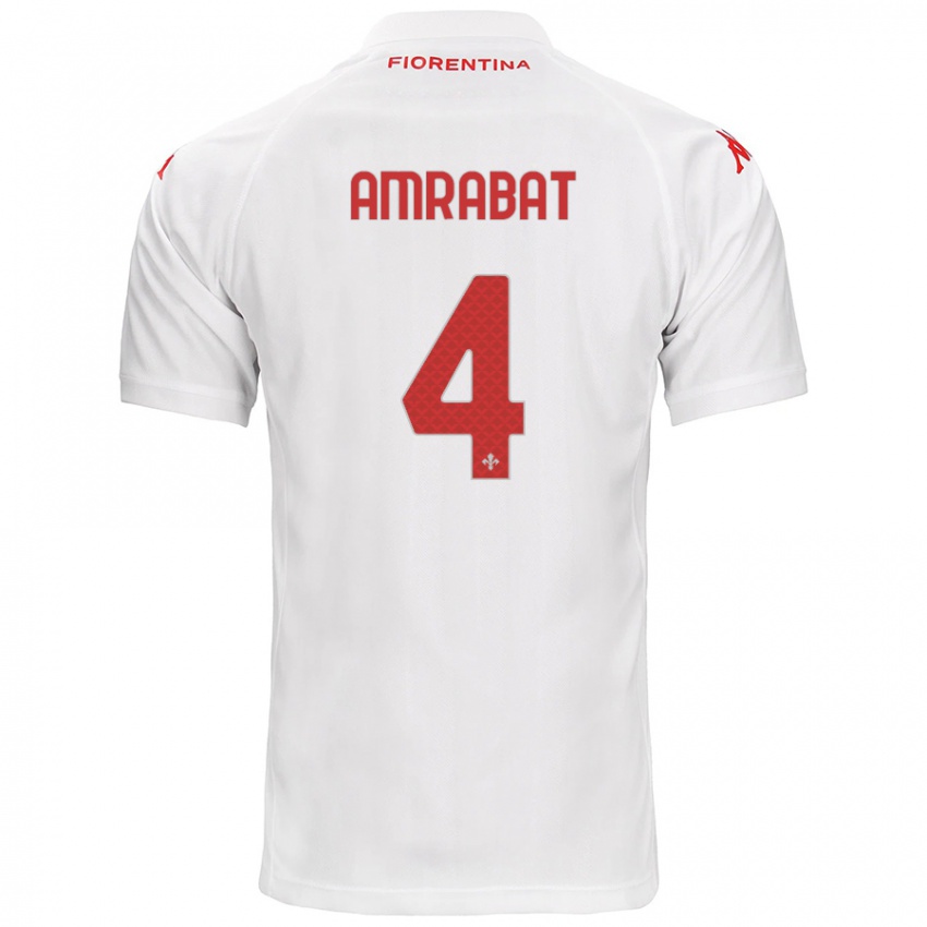 Enfant Maillot Sofyan Amrabat #4 Blanc Tenues Extérieur 2024/25 T-Shirt Belgique