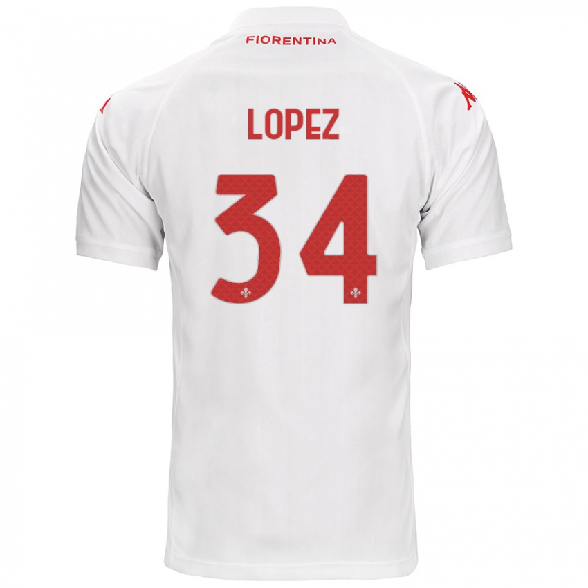 Kinder Lucas López #34 Weiß Auswärtstrikot Trikot 2024/25 T-Shirt Belgien