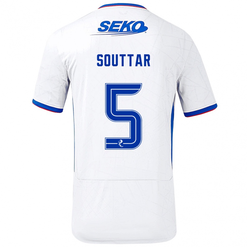 Enfant Maillot John Souttar #5 Blanc Bleu Tenues Extérieur 2024/25 T-Shirt Belgique