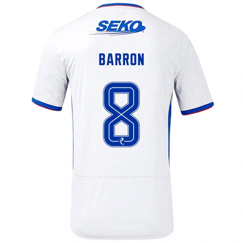 Enfant Maillot Connor Barron #8 Blanc Bleu Tenues Extérieur 2024/25 T-Shirt Belgique