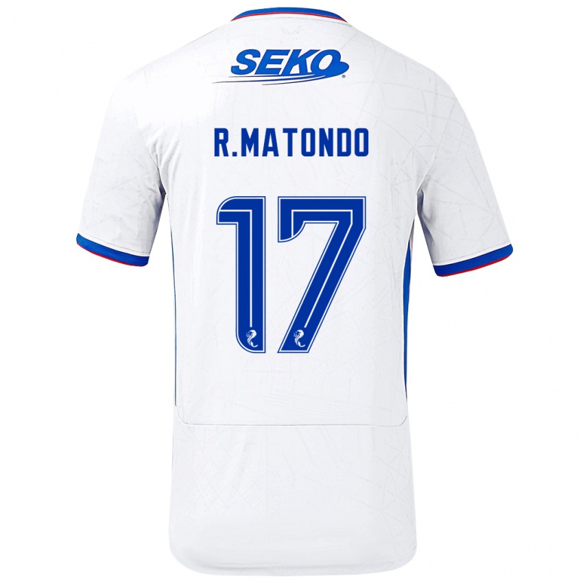 Enfant Maillot Rabbi Matondo #17 Blanc Bleu Tenues Extérieur 2024/25 T-Shirt Belgique