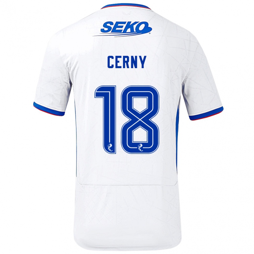 Enfant Maillot Vaclav Cerny #18 Blanc Bleu Tenues Extérieur 2024/25 T-Shirt Belgique