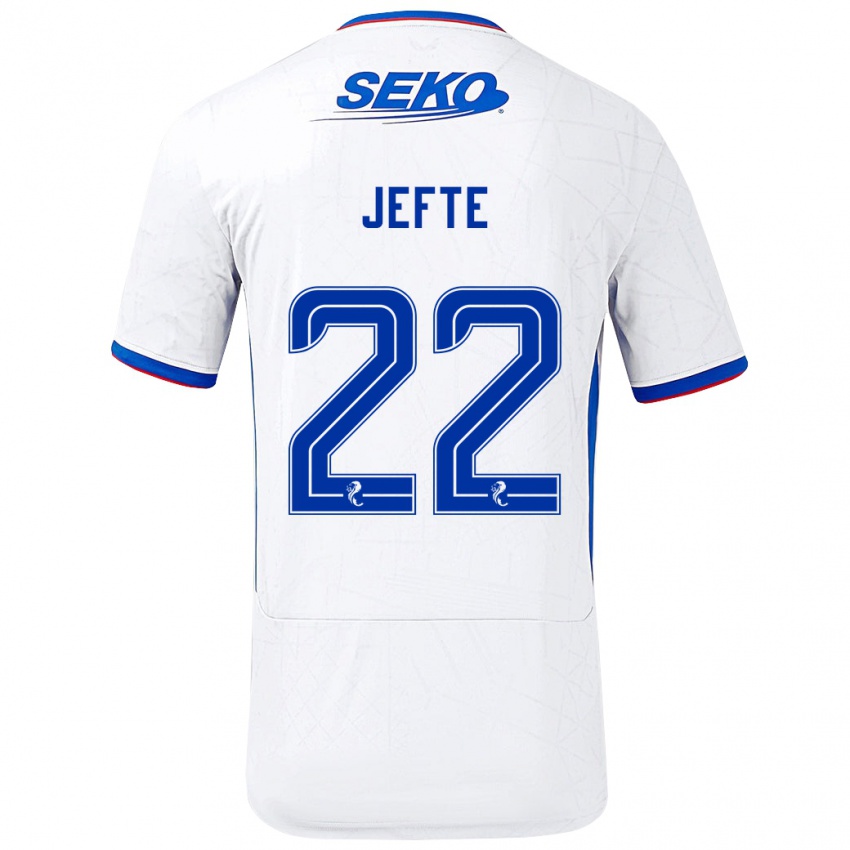 Enfant Maillot Jefté #22 Blanc Bleu Tenues Extérieur 2024/25 T-Shirt Belgique