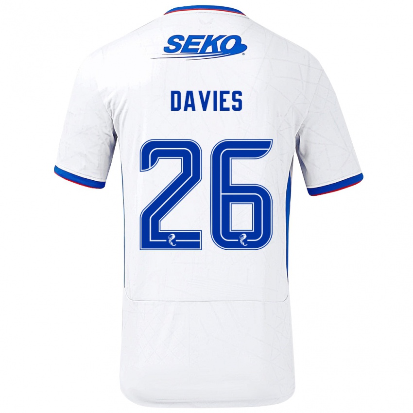 Enfant Maillot Ben Davies #26 Blanc Bleu Tenues Extérieur 2024/25 T-Shirt Belgique