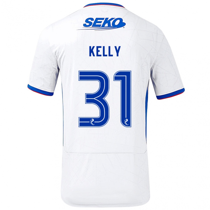 Enfant Maillot Liam Kelly #31 Blanc Bleu Tenues Extérieur 2024/25 T-Shirt Belgique