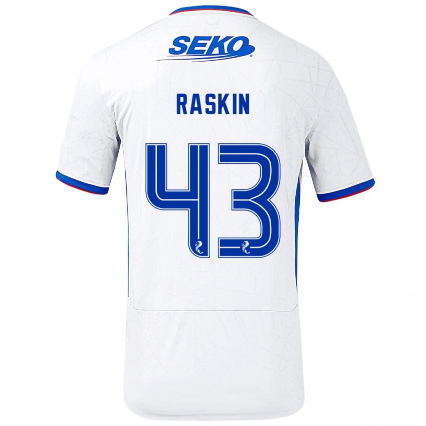 Kinderen Nicolas Raskin #43 Wit Blauw Uitshirt Uittenue 2024/25 T-Shirt België