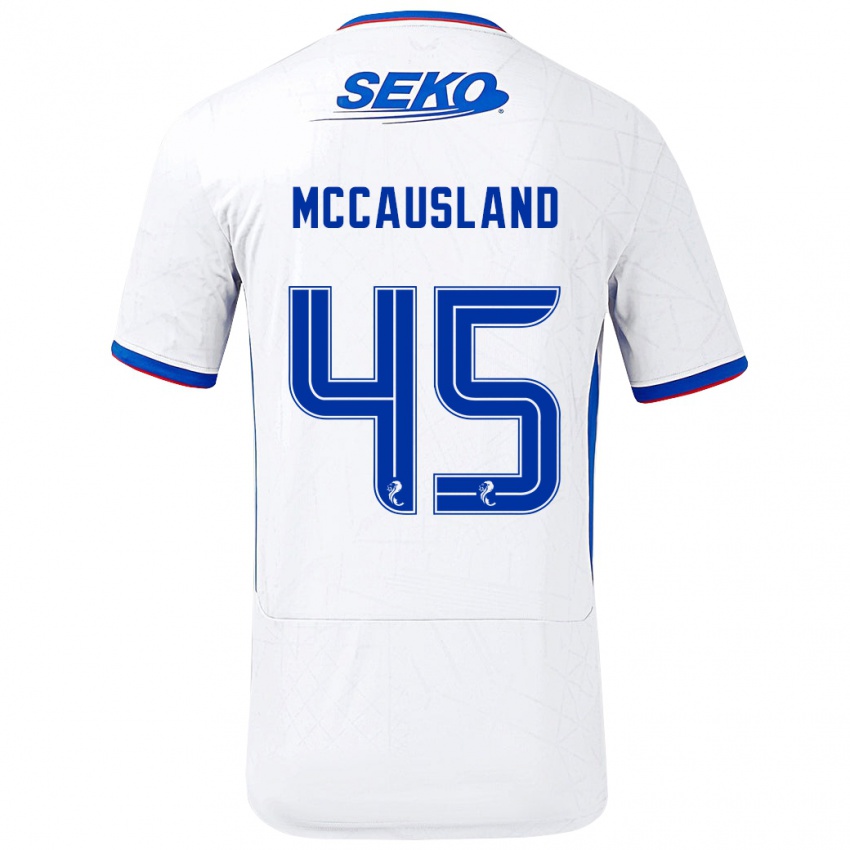 Kinderen Ross Mccausland #45 Wit Blauw Uitshirt Uittenue 2024/25 T-Shirt België