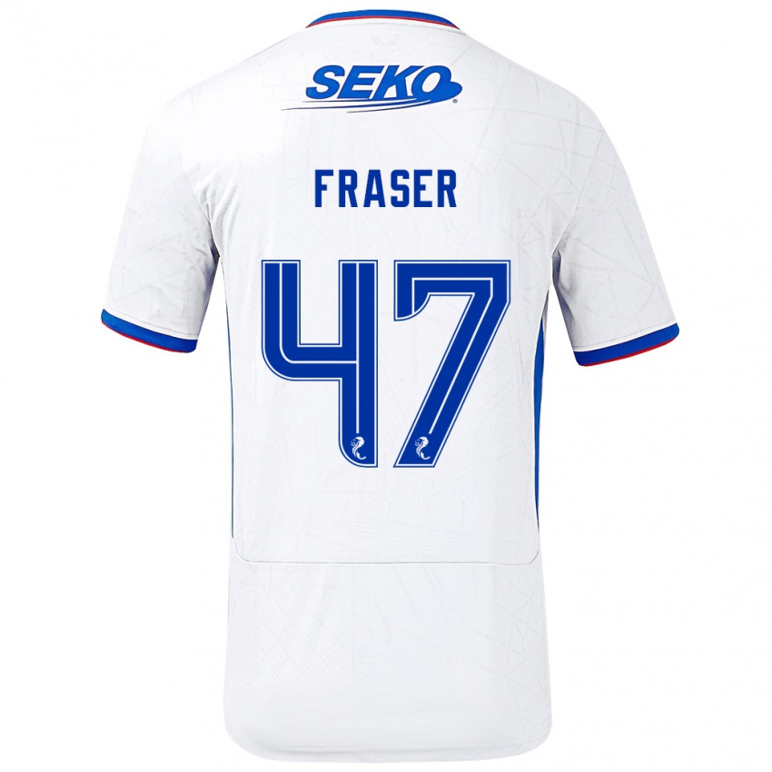 Enfant Maillot Robbie Fraser #47 Blanc Bleu Tenues Extérieur 2024/25 T-Shirt Belgique