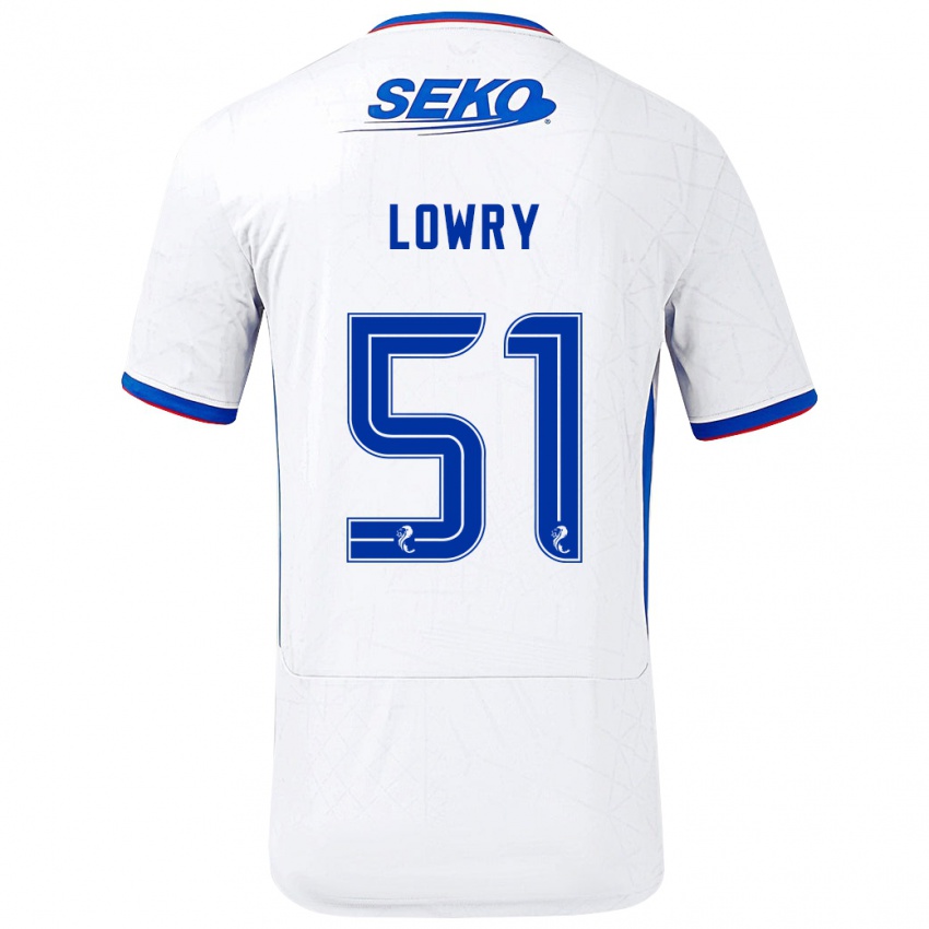 Enfant Maillot Alex Lowry #51 Blanc Bleu Tenues Extérieur 2024/25 T-Shirt Belgique