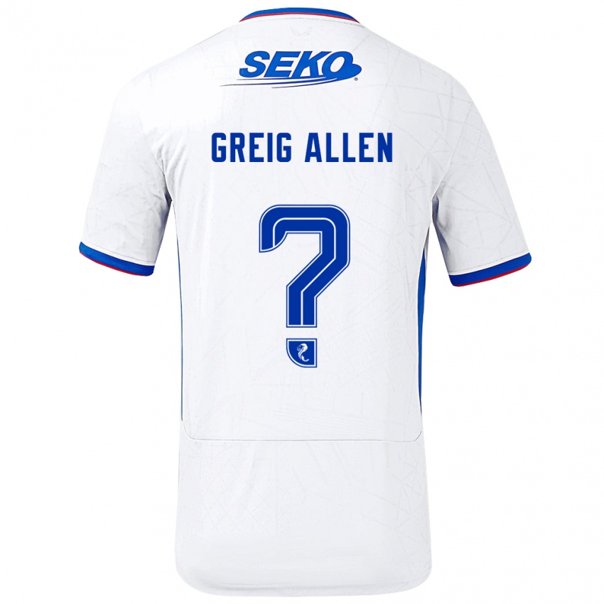 Enfant Maillot Greig Allen #0 Blanc Bleu Tenues Extérieur 2024/25 T-Shirt Belgique