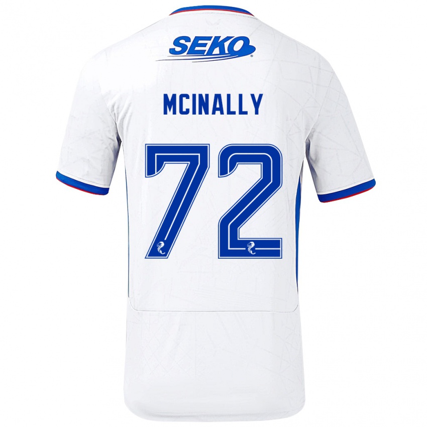 Enfant Maillot Darren Mcinally #72 Blanc Bleu Tenues Extérieur 2024/25 T-Shirt Belgique