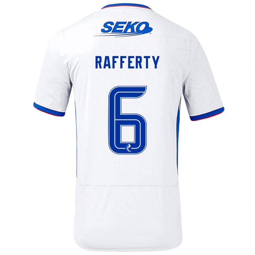 Enfant Maillot Laura Rafferty #6 Blanc Bleu Tenues Extérieur 2024/25 T-Shirt Belgique