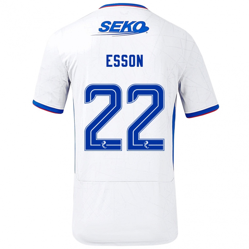 Enfant Maillot Victoria Esson #22 Blanc Bleu Tenues Extérieur 2024/25 T-Shirt Belgique