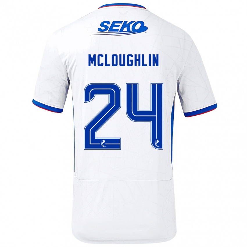 Enfant Maillot Olivia Mcloughlin #24 Blanc Bleu Tenues Extérieur 2024/25 T-Shirt Belgique