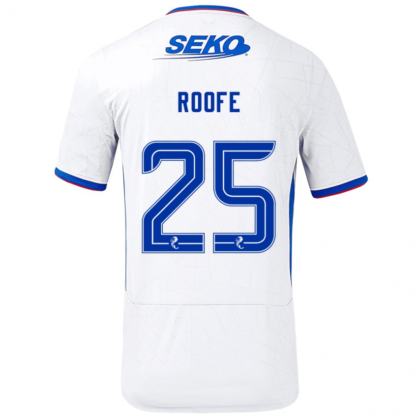 Enfant Maillot Kemar Roofe #25 Blanc Bleu Tenues Extérieur 2024/25 T-Shirt Belgique