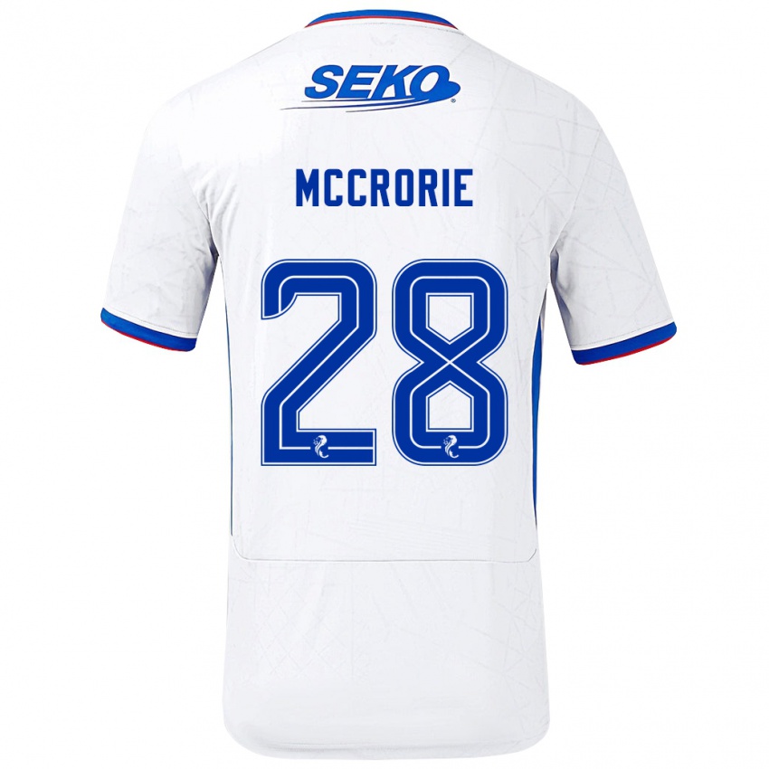 Enfant Maillot Robby Mccrorie #28 Blanc Bleu Tenues Extérieur 2024/25 T-Shirt Belgique