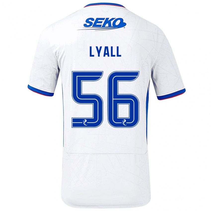 Enfant Maillot Arron Lyall #56 Blanc Bleu Tenues Extérieur 2024/25 T-Shirt Belgique