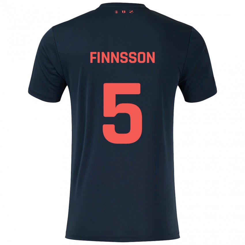 Kinderen Kolbeinn Finnsson #5 Zwart Rood Uitshirt Uittenue 2024/25 T-Shirt België