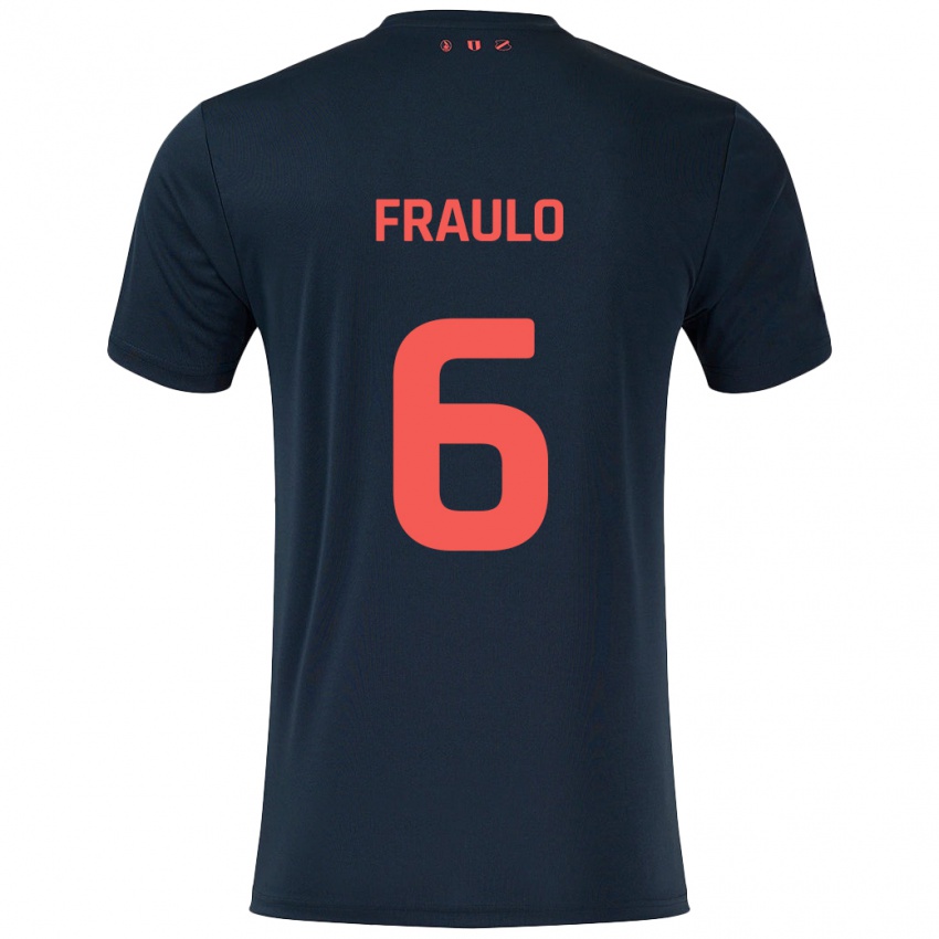 Kinderen Oscar Fraulo #6 Zwart Rood Uitshirt Uittenue 2024/25 T-Shirt België