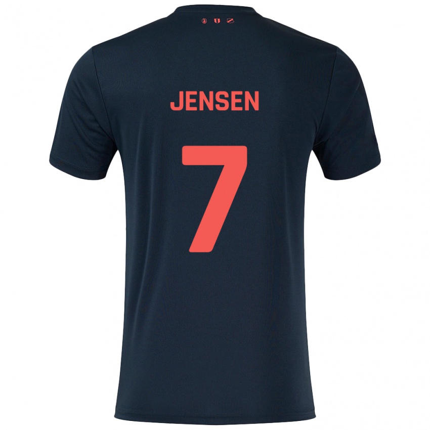 Kinderen Victor Jensen #7 Zwart Rood Uitshirt Uittenue 2024/25 T-Shirt België