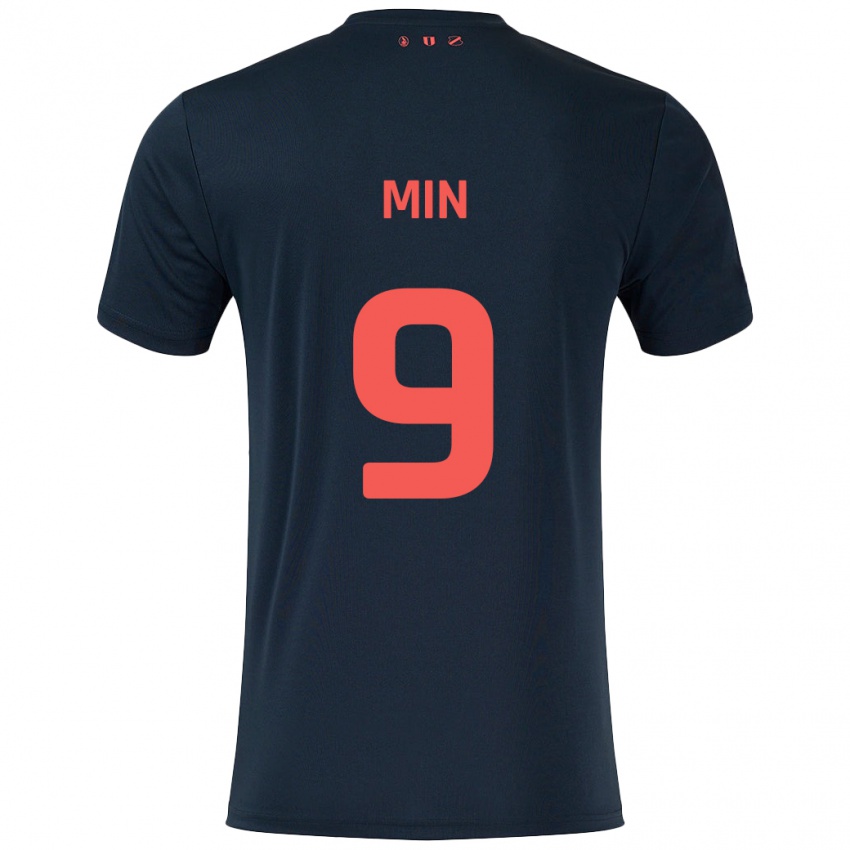 Kinderen David Min #9 Zwart Rood Uitshirt Uittenue 2024/25 T-Shirt België