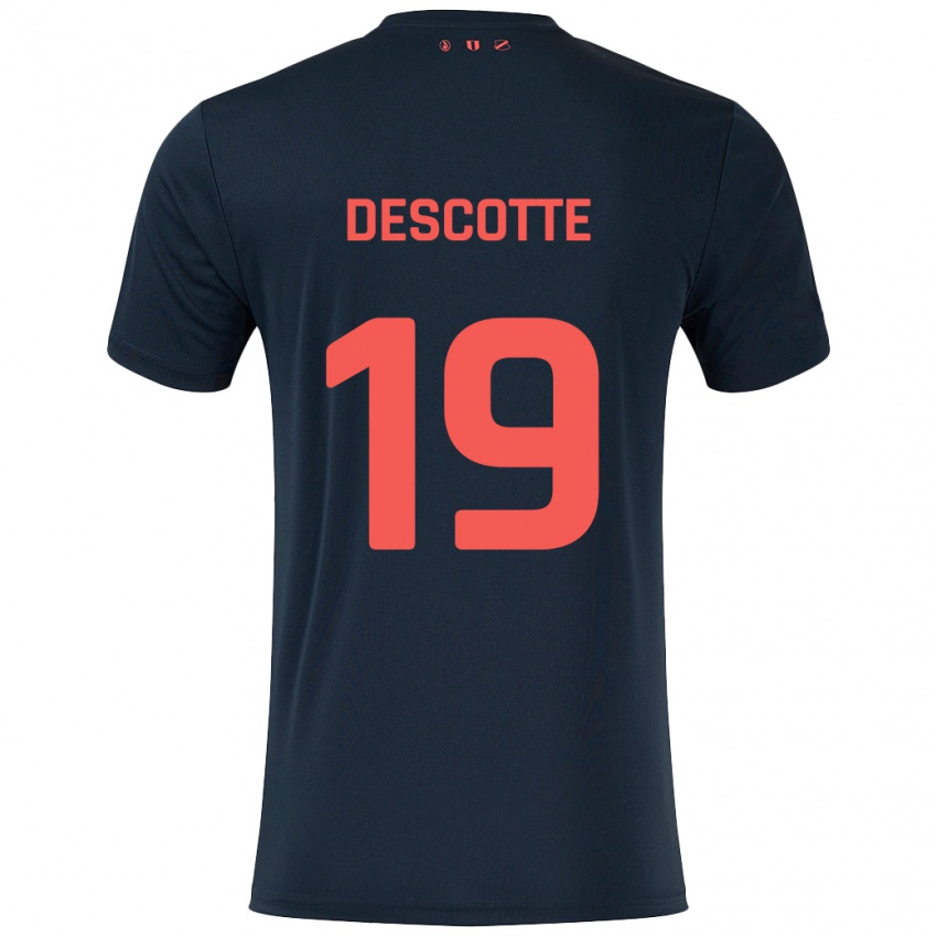 Kinderen Anthony Descotte #19 Zwart Rood Uitshirt Uittenue 2024/25 T-Shirt België