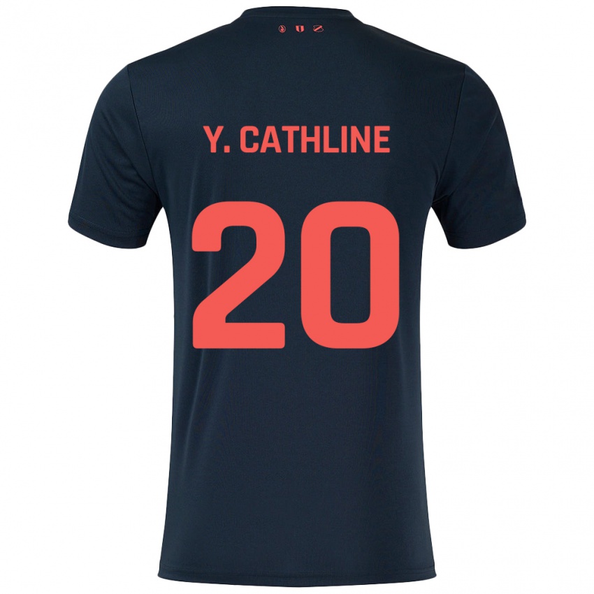 Kinderen Yoann Cathline #20 Zwart Rood Uitshirt Uittenue 2024/25 T-Shirt België