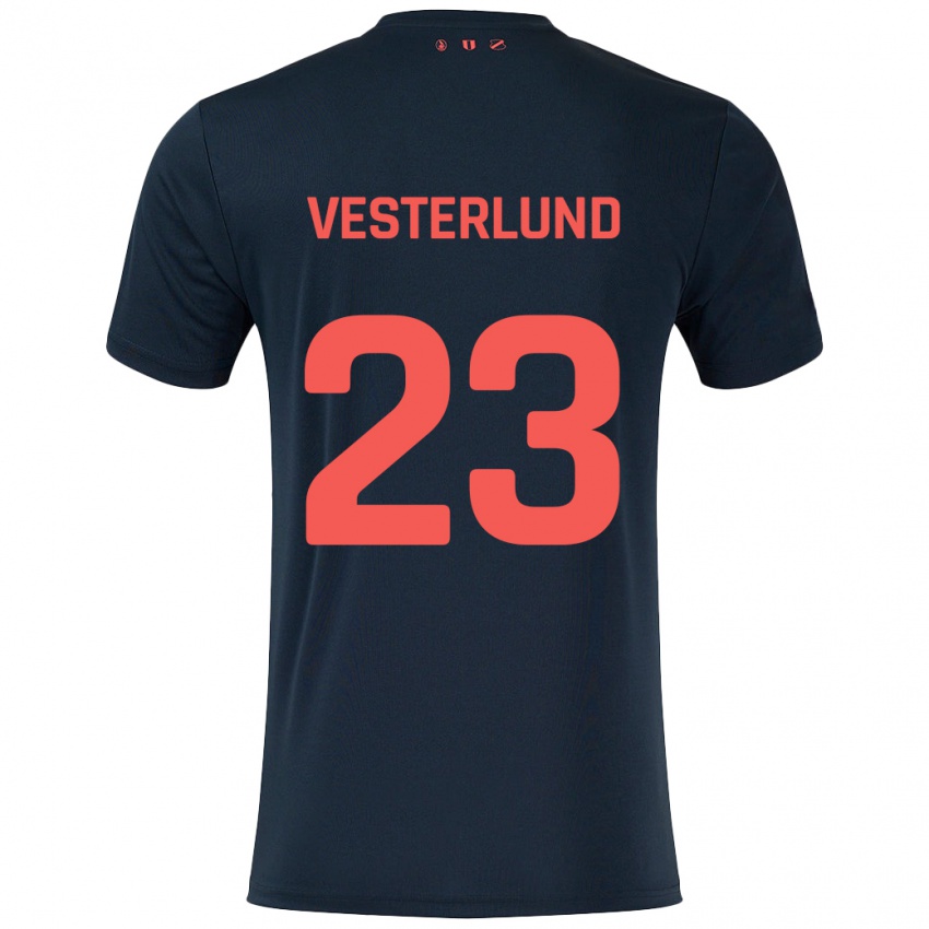 Kinderen Niklas Vesterlund #23 Zwart Rood Uitshirt Uittenue 2024/25 T-Shirt België