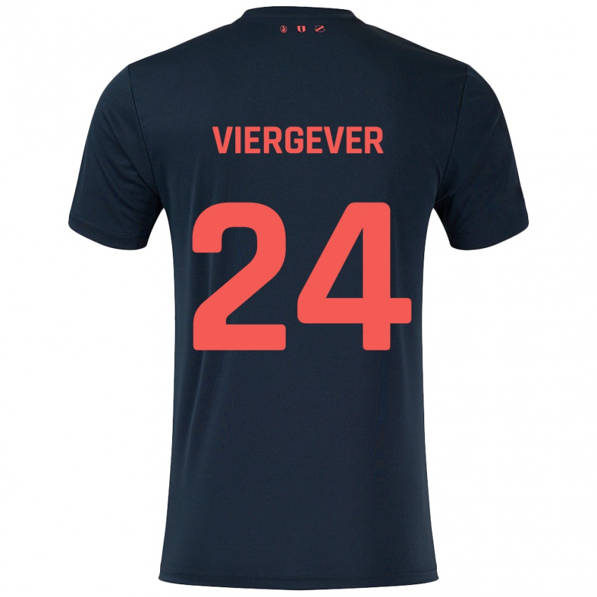 Kinderen Nick Viergever #24 Zwart Rood Uitshirt Uittenue 2024/25 T-Shirt België