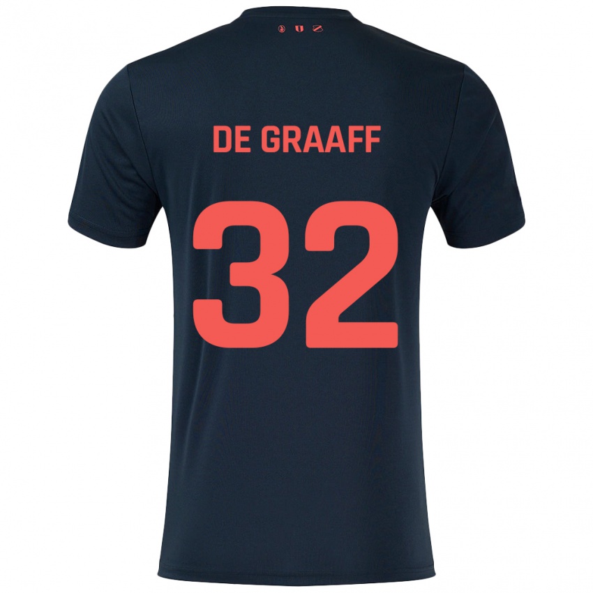 Kinderen Tom De Graaff #32 Zwart Rood Uitshirt Uittenue 2024/25 T-Shirt België