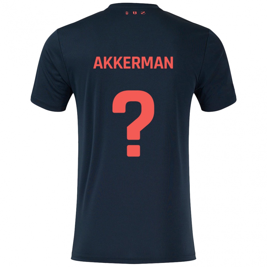 Kinderen Mees Akkerman #0 Zwart Rood Uitshirt Uittenue 2024/25 T-Shirt België