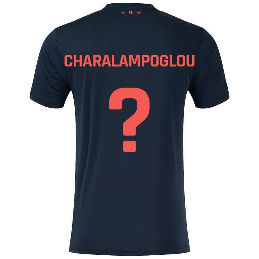 Kinderen Georgios Charalampoglou #0 Zwart Rood Uitshirt Uittenue 2024/25 T-Shirt België