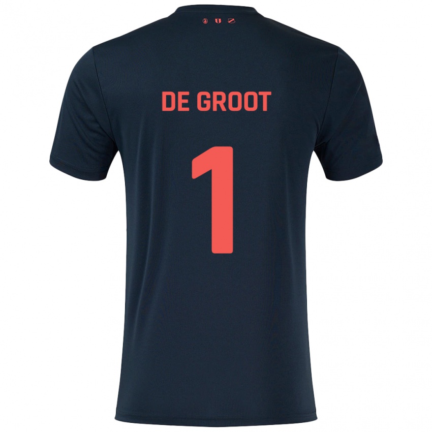 Kinderen Jasmijn De Groot #1 Zwart Rood Uitshirt Uittenue 2024/25 T-Shirt België