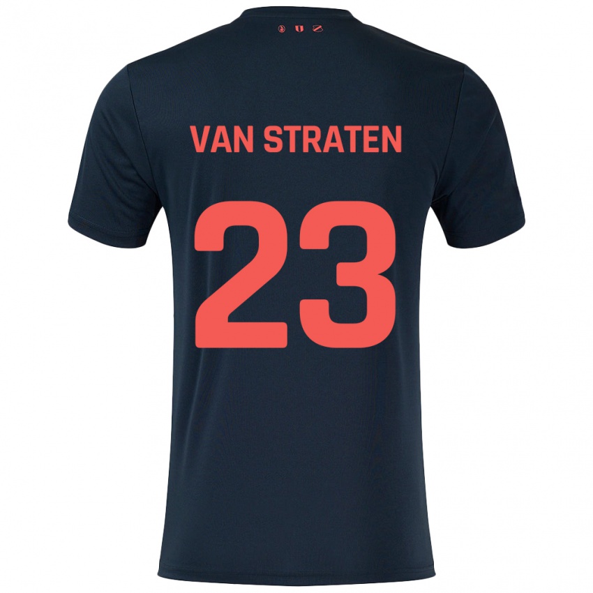 Kinderen Dieke Van Straten #23 Zwart Rood Uitshirt Uittenue 2024/25 T-Shirt België