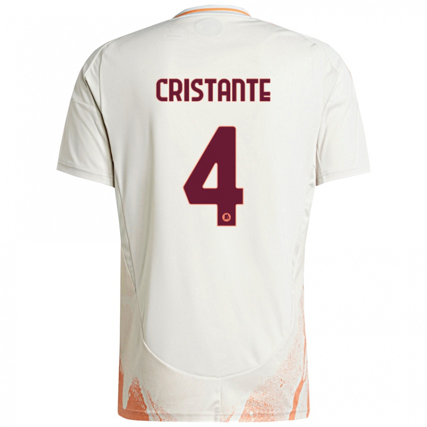 Enfant Maillot Bryan Cristante #4 Crème Blanc Orange Tenues Extérieur 2024/25 T-Shirt Belgique