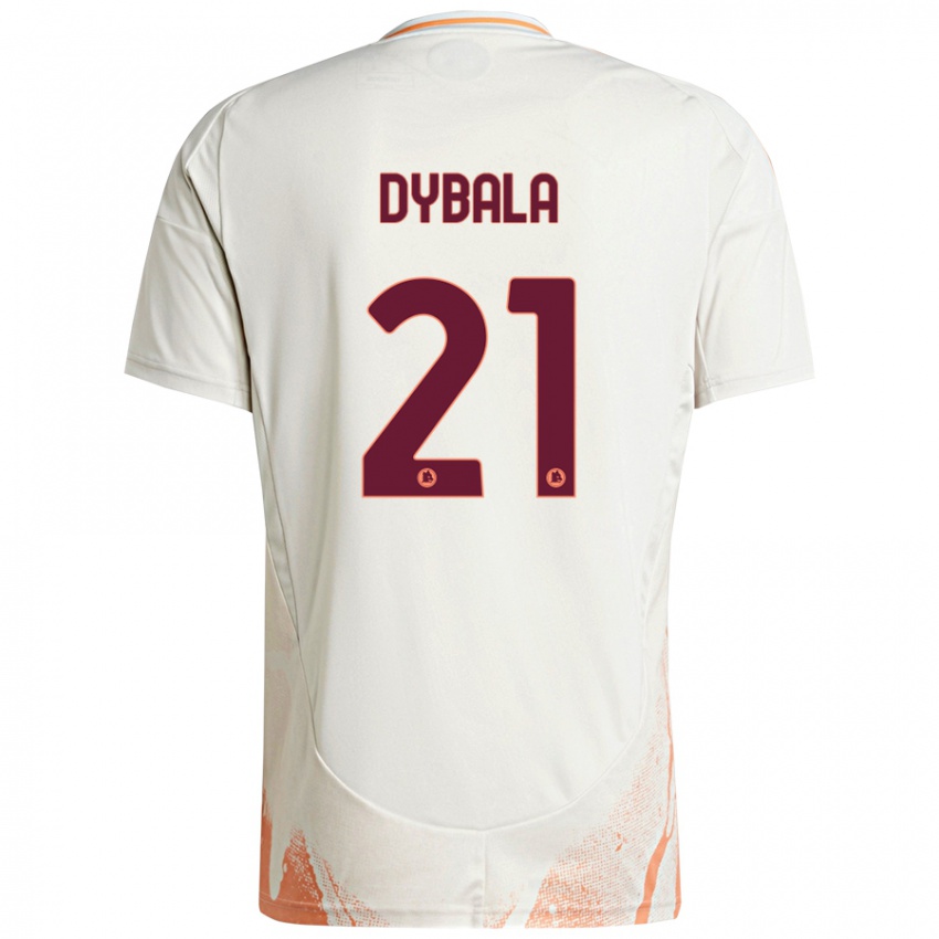 Kinderen Paulo Dybala #21 Crème Wit Oranje Uitshirt Uittenue 2024/25 T-Shirt België