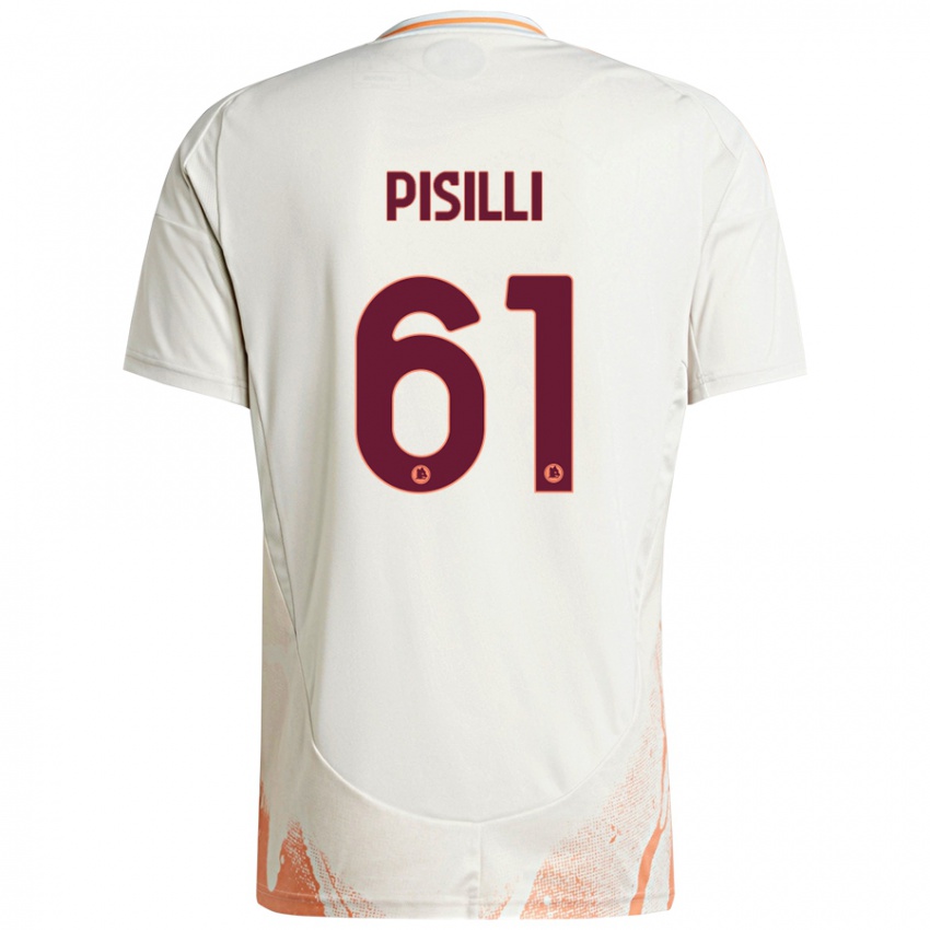 Enfant Maillot Niccolo Pisilli #61 Crème Blanc Orange Tenues Extérieur 2024/25 T-Shirt Belgique