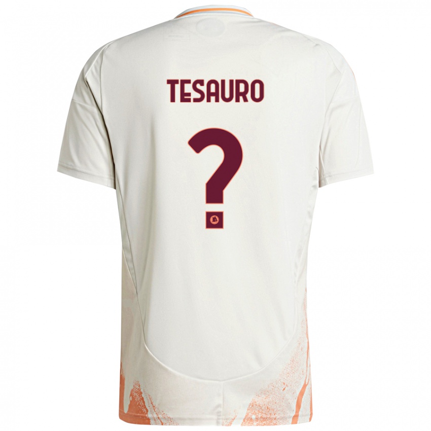 Enfant Maillot Emanuele Tesauro #0 Crème Blanc Orange Tenues Extérieur 2024/25 T-Shirt Belgique