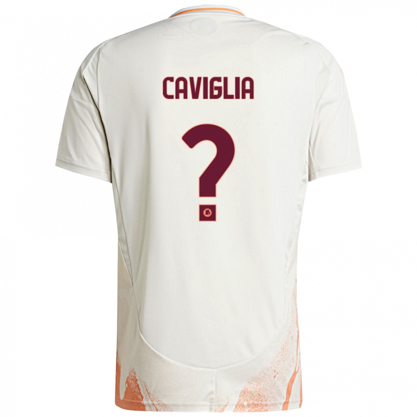 Enfant Maillot Manuel Caviglia #0 Crème Blanc Orange Tenues Extérieur 2024/25 T-Shirt Belgique